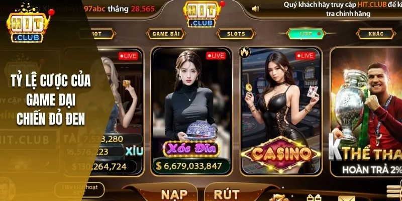 Tỷ lệ cược của game đại chiến đỏ đen 